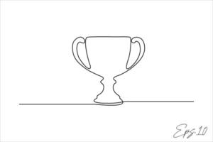 Continuous line art drawing of trophy vector