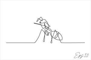 continuous line art drawing of ant animal vector