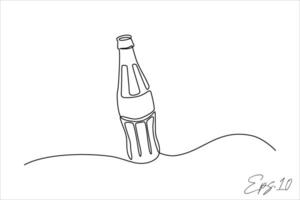 continuo línea Arte dibujo de un soda bebida botella vector