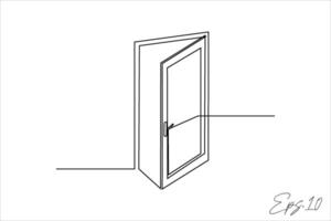 continuous line art drawing of a door vector