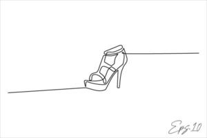 Continuous line art drawing of women's shoes vector