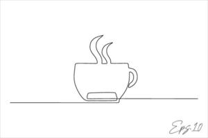 continuous line art drawing of coffee drink vector