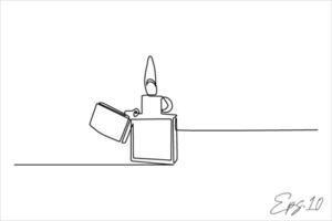 Zippo lighter continuous line art drawing vector