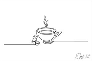 continuous line art drawing of a cup of coffee vector