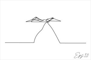 continuous line art drawing of a mountain road vector