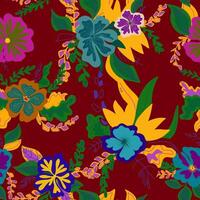 a colorful floral pattern on a maroon background vector