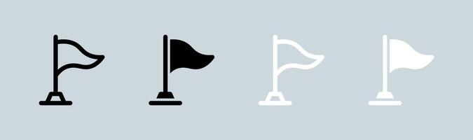bandera icono conjunto en negro y blanco. marca señales ilustración. vector