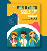 Youth Skills Day Vertical Poster Flat Cartoon Hand Drawn Templates Background Illustration vector