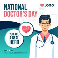 Doctors Day Social Media Illustration Flat Cartoon Hand Drawn Templates Background vector