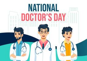 Doctors Day Social Media Background Flat Cartoon Hand Drawn Templates Illustration vector