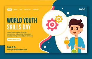 Youth Skills Day Social Media Landing Page Cartoon Hand Drawn Templates Background Illustration vector