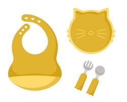 niño platos en forma de cara gato vector