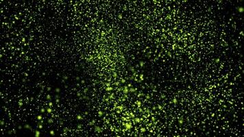 Green abstract futuristic sparkling cosmic star dust particle loop background. video