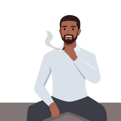 Young man smoking a cigarette. Tobacco dependence.