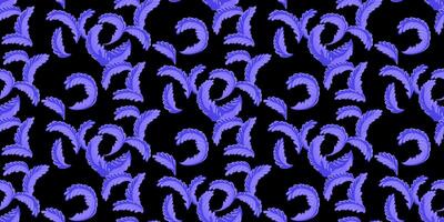 Blue baroque seamless pattern of forms monogram. Abstract artistic textured twisted on a black background. hand drawn. Decorative ornament printing. vector