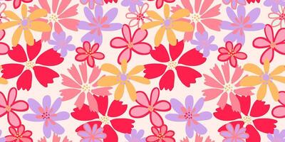 vistoso sencillo sin costura modelo con formas resumen creativo flores mano dibujado bosquejo garabatear. verano maravilloso floral impresión. modelo para diseños, cuaderno cubrir, infantil textiles vector