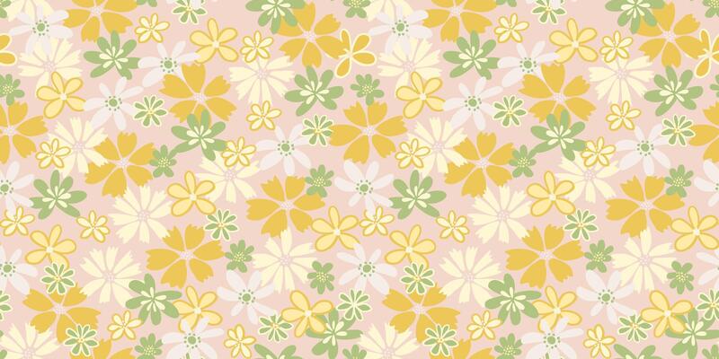 Cute creative groovy flowers seamless pattern. hand drawn sketch doodle. Abstract liberty floral light printing. Template for designs, notebook cover, childish textiles