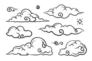 garabatear conjunto de nubes, ilustración. vector