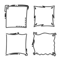 collection frames, hand drawn ink elements on white background vector