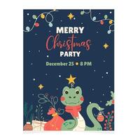 Character snake Christmas invitation template party vector