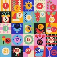 Bauhaus geométrico retro Navidad adviento calendario plano estilo vector