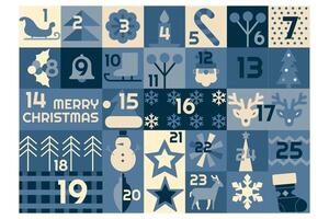 Bauhaus geometric retro Christmas advent calendar monochrome silhouette vector