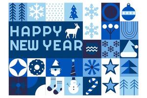 Bauhaus geometric monochrome happy new year background vector