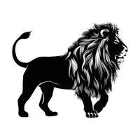 negro y blanco león ilustración silueta. vector