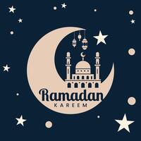 Ramadan with a golden mosque in the shape of a moon vector