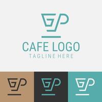 Graphic Design, Letter GP Logo, Coffee Shop Logo Design vector