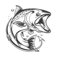 Salmon jumping style fish drawing design. vector