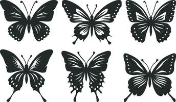 mariposa siluetas haz recopilación, negro mariposa conjunto vector