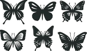 mariposa siluetas haz recopilación, negro mariposa conjunto vector