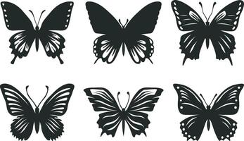 mariposa siluetas haz recopilación, negro mariposa conjunto vector