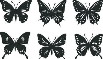 mariposa siluetas haz recopilación, negro mariposa conjunto vector