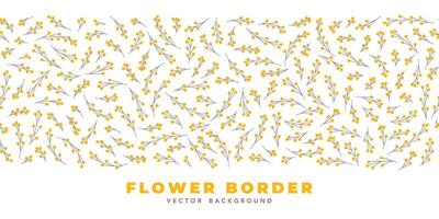 floral border pattern. Mimosa blossoms various shapes flat illustration. Seamless border pattern with simple tree branches with yellow round shape flowers. Botanical . vector