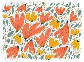 conjunto de mano dibujado floral formas y botánico elementos. resumen contemporáneo moderno de moda ilustración. plano conjunto de flores, sucursales, hojas y semillas vector