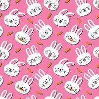 CUTE RABBIT HEAD WITH CARROT SEAMLESS PATTERN vector