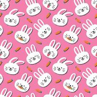 CUTE RABBIT HEAD WITH CARROT SEAMLESS PATTERN vector