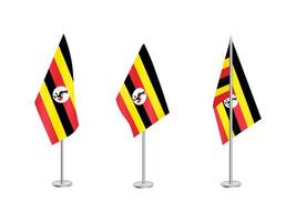 Flag of Uganda with silver pole.Set of Uganda's national flag vector