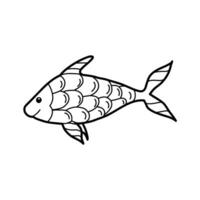 linda pescado aislado en blanco antecedentes. mano dibujado ilustración en garabatear estilo. marina submarino diseño elemento para tarjeta, menú, impresión. verano mar Arte. vector