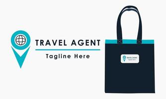 Travel agency logo template with checkpoint and globe concept. illustration. vector