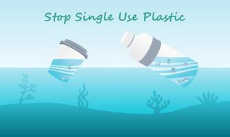 Stop single use plastic campaign. Protest against plastic garbage. vector