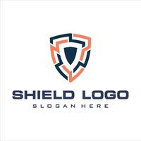 shield with tech geometric logo design template vector