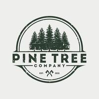 pine trees logo vintage style, rustic retro, design template, illustration vector