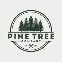 pine trees logo vintage style, rustic retro, design template, illustration vector