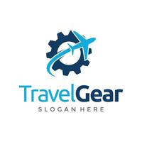 airplane with gear logo design vector