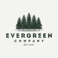 evergreen pine trees logo design template vector