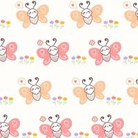 Seamless pattern with flowers and butterflies.Butterfly repeat pattern background. vector