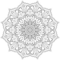 Mandala, black lines, pattern of circular radial lines on a white background. vector